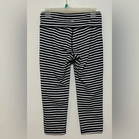 Athleta Black White Stripe Capri Leggings. Medium A2 - Picture 3 of 12
